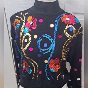 BOLO 1980's Embellished Silk, Angora Rabbit Hair & Lambs Wool Sweater